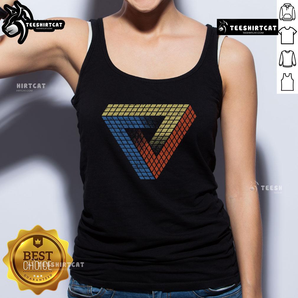 Premium Cube Triangle Optical Illusion Tank Top featuring a vibrant geometric design for stylish summer wear.