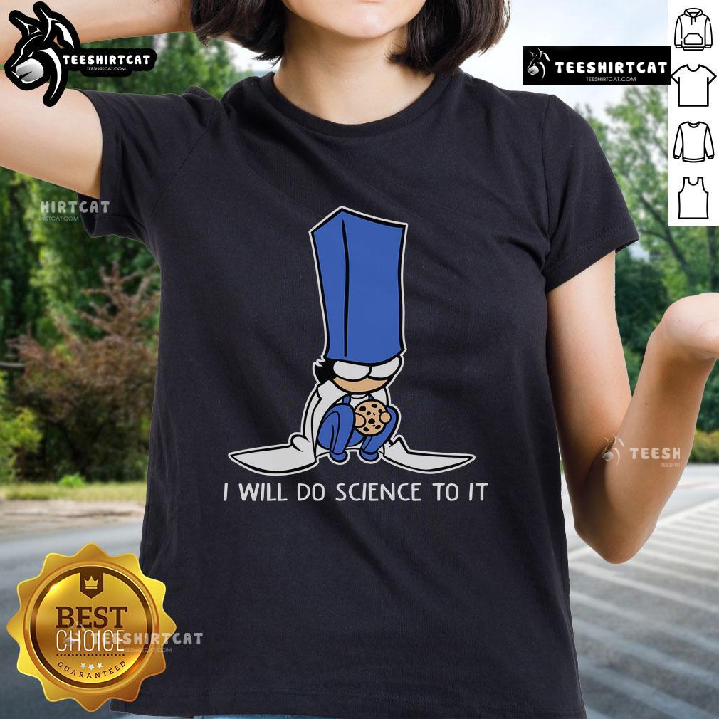 Cute Biscuit Science Ladies Tee featuring playful graphic design and a fun science theme for women.