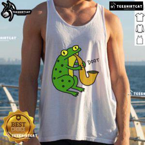 Funny Jazz Frog Doot Tank Top featuring a playful frog playing jazz music, perfect for music lovers and summer wear.