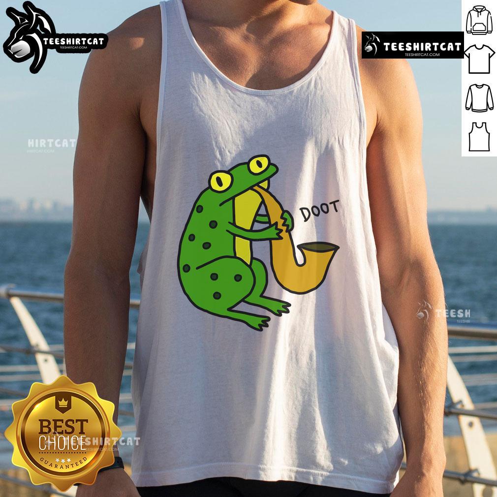 Funny Jazz Frog Doot Tank Top featuring a playful frog playing jazz music, perfect for music lovers and summer wear.