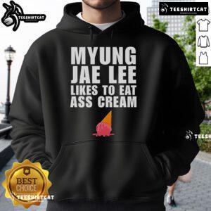 Good Myung Jae Lee wearing a cream hoodie, showcasing a stylish look perfect for casual outings.
