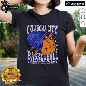 Alt Text: Good Oklahoma City Basketball Best in the West Ladies Tee featuring a stylish design and vibrant colors for fans.
