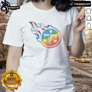 Good Tennessee Titans Logo Pride Ladies Tee featuring vibrant team colors and stylish design for female fans.