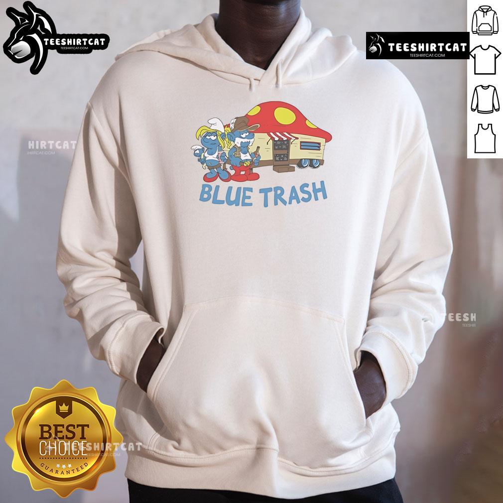 Good The Smurfs Blue Trash Hoodie featuring vibrant blue design and playful Smurf graphics for casual style.