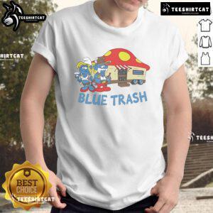 Good The Smurfs Blue Trash T-Shirt featuring vibrant Smurf graphics on a stylish blue background for fans of the series.