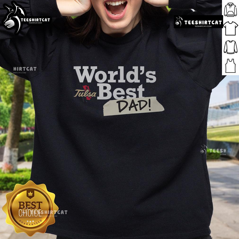 Good Tulsa Golden Hurricane World's Best Dad Sweatshirt in navy blue, perfect gift for proud fathers and sports fans.
