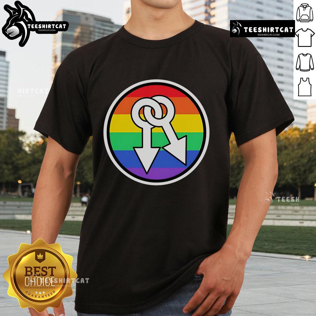 Hot Male Symbols Rainbow T-Shirt featuring vibrant colors and stylish design, perfect for LGBTQ+ pride and fashion statements.