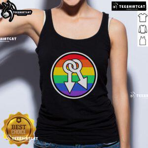 Hot male symbols rainbow tank top featuring vibrant colors and stylish design for LGBTQ+ pride events and summer fashion.