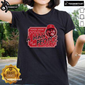 Nice A Man of the People Hunter Greene ladies tee featuring a stylish design, perfect for fans and casual wear.