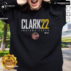 Alt Text: Caitlin Clark wearing a stylish Indiana Fever 500-Level Women's Elite Sweatshirt, showcasing team spirit and comfort.