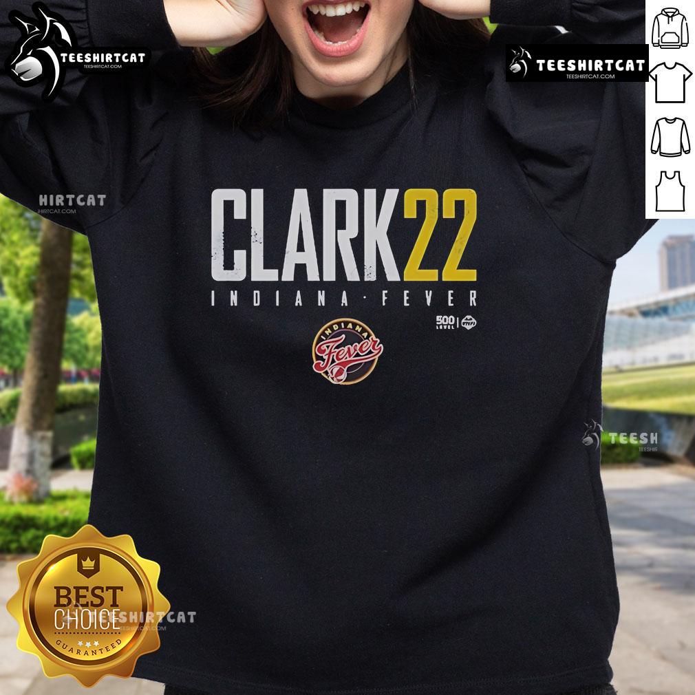Alt Text: Caitlin Clark wearing a stylish Indiana Fever 500-Level Women's Elite Sweatshirt, showcasing team spirit and comfort.