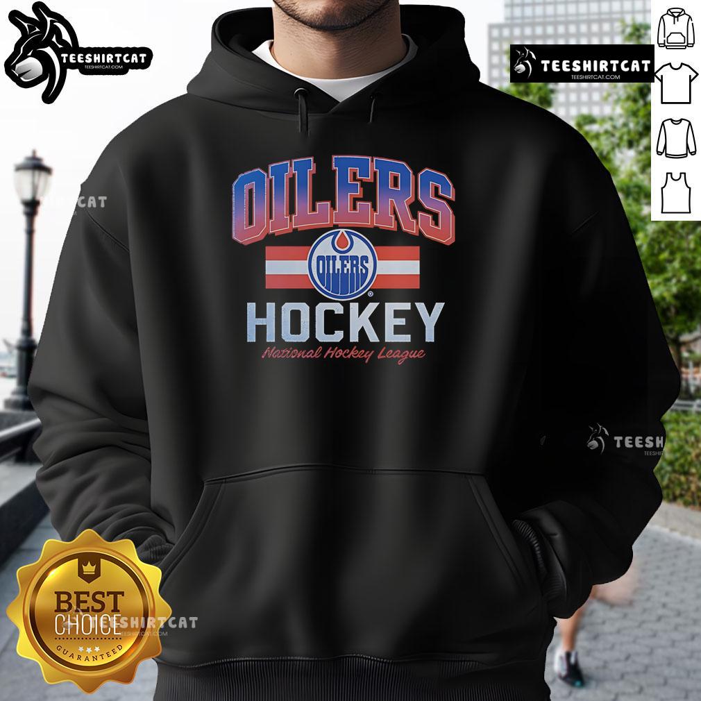 Edmonton Oilers hoodie featuring the official NHL logo, perfect for fans of the National Hockey League.