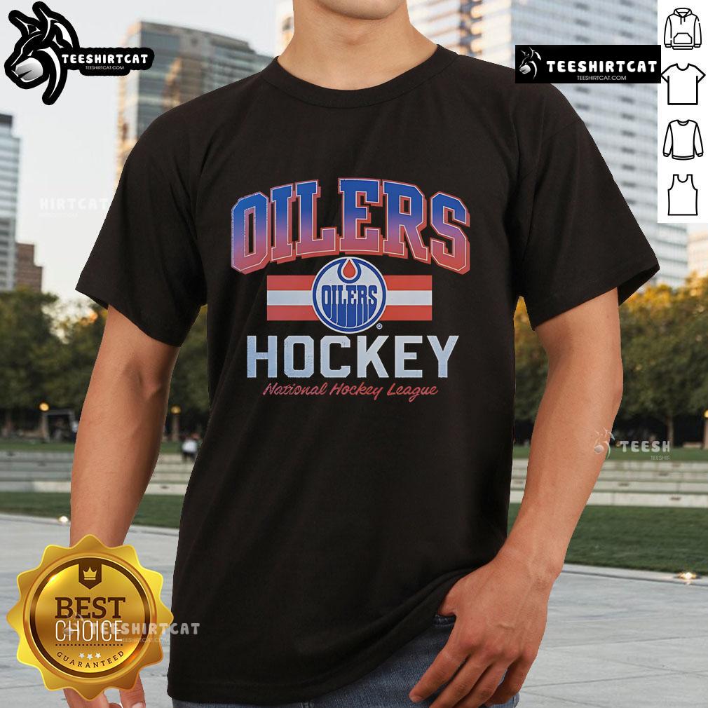 Edmonton Oilers NHL logo t-shirt featuring the iconic Oilers hockey logo, perfect for fans and collectors.