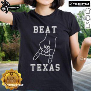 Stylish ladies' tee featuring 'Nice Horns Down' design, perfect for showing Texas football team spirit.
