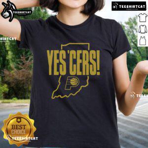Nice Indiana Pacers Yes Cers ladies tee featuring vibrant team colors, perfect for fans showing their support.