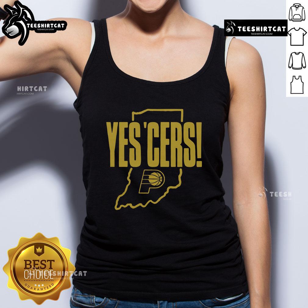 Nice Indiana Pacers Yes Cers tank top featuring team colors and logo, perfect for fans and summer wear.