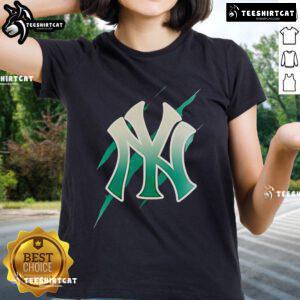 Stylish ladies tee featuring the Nice Jurassic World Rebirth New York Yankees logo, perfect for fans and casual wear.