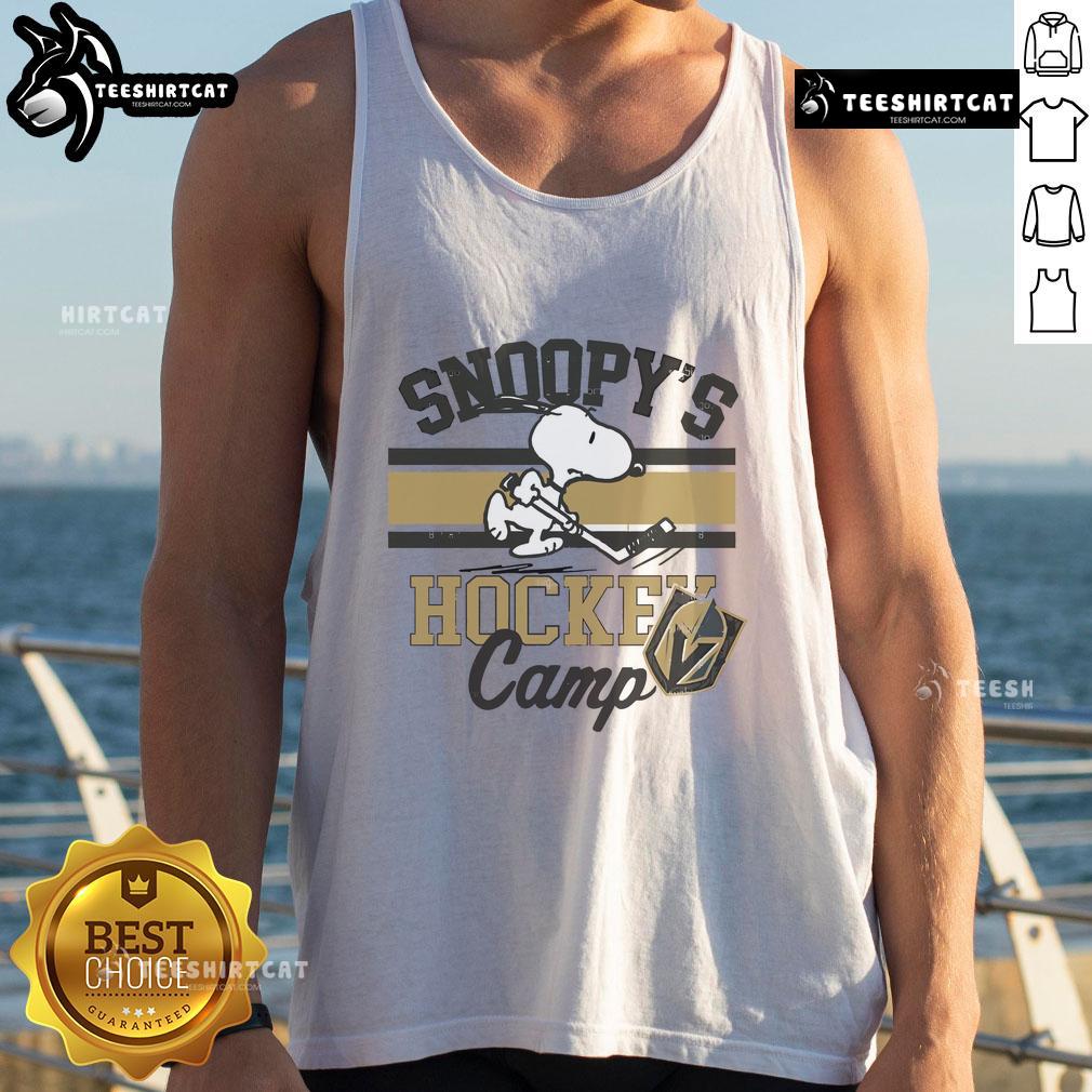 Nice Snoopy Vegas Golden Knights tank top from Snoopy's Hockey Camp featuring NHL all teams design.