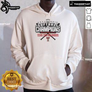 Nice Texas Tech Red Raiders 2025 Big 12 Softball Conference Tournament Champions Hoodie displayed on a hanger.