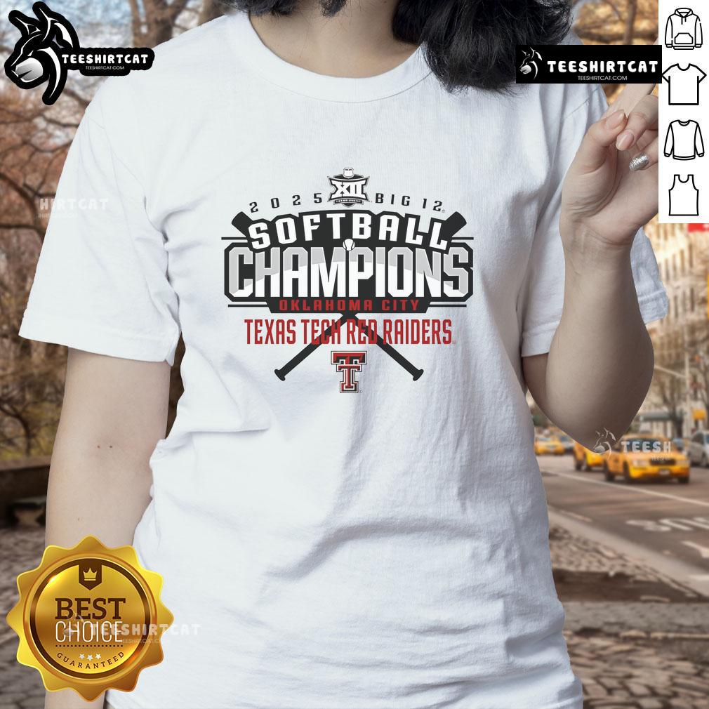 Alt Text: 2025 Big 12 Softball Conference Champions Texas Tech Red Raiders Ladies Tee showcasing team pride and spirit.