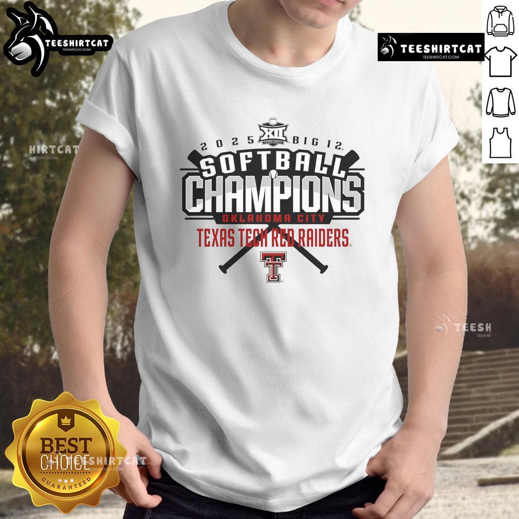 Alt Text: Texas Tech Red Raiders 2025 Big 12 Softball Conference Tournament Champions T-Shirt in vibrant colors.