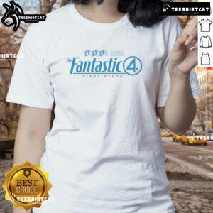 Nice The Fantastics 4 First Steps Marvel Studios Ladies Tee featuring vibrant graphic design and stylish fit.