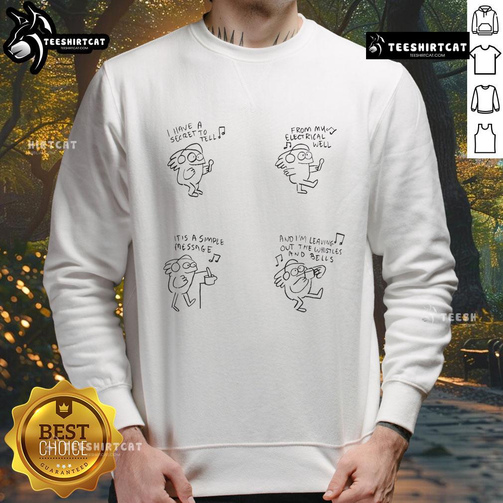 Alt Text: Cozy 'Nice They Might Be Giants Bub Comic' sweatshirt featuring vibrant comic art, perfect for fans and casual wear.
