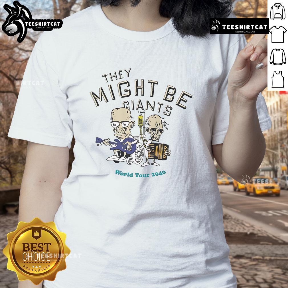 Nice They Might Be Giants World Tour 2040 Ladies Tee featuring vibrant design and comfortable fit for fans.