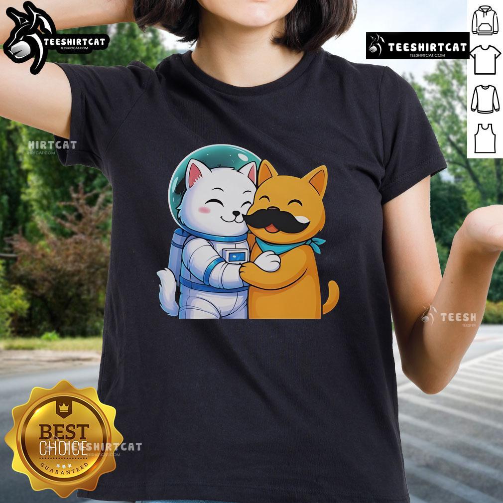 Official Astrocat and Meow Stash Ladies Tee featuring a colorful cat design, perfect for cat lovers and casual wear.