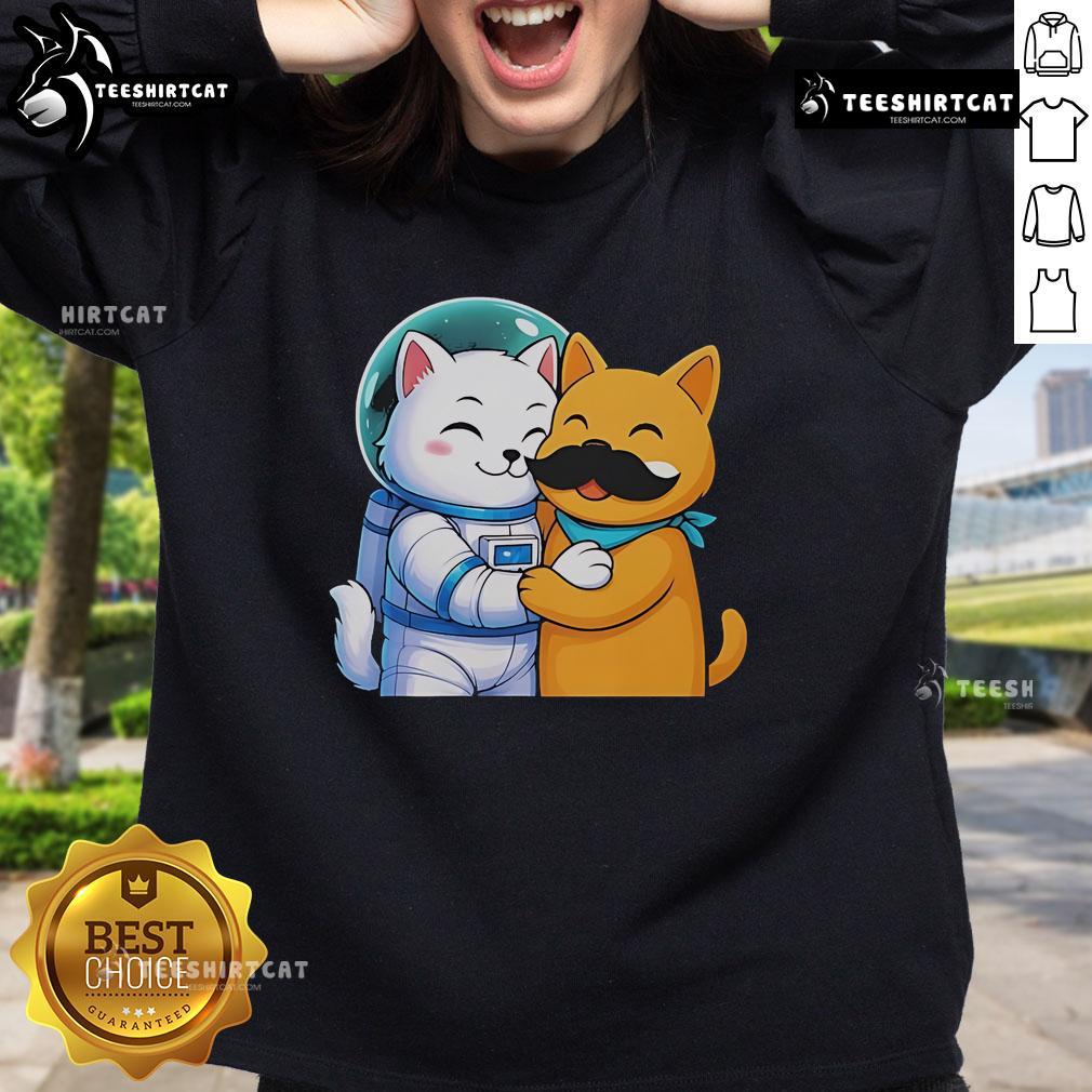 Official Astrocat and Meow Stash Sweatshirt featuring a vibrant cat graphic, perfect for cozy casual wear.
