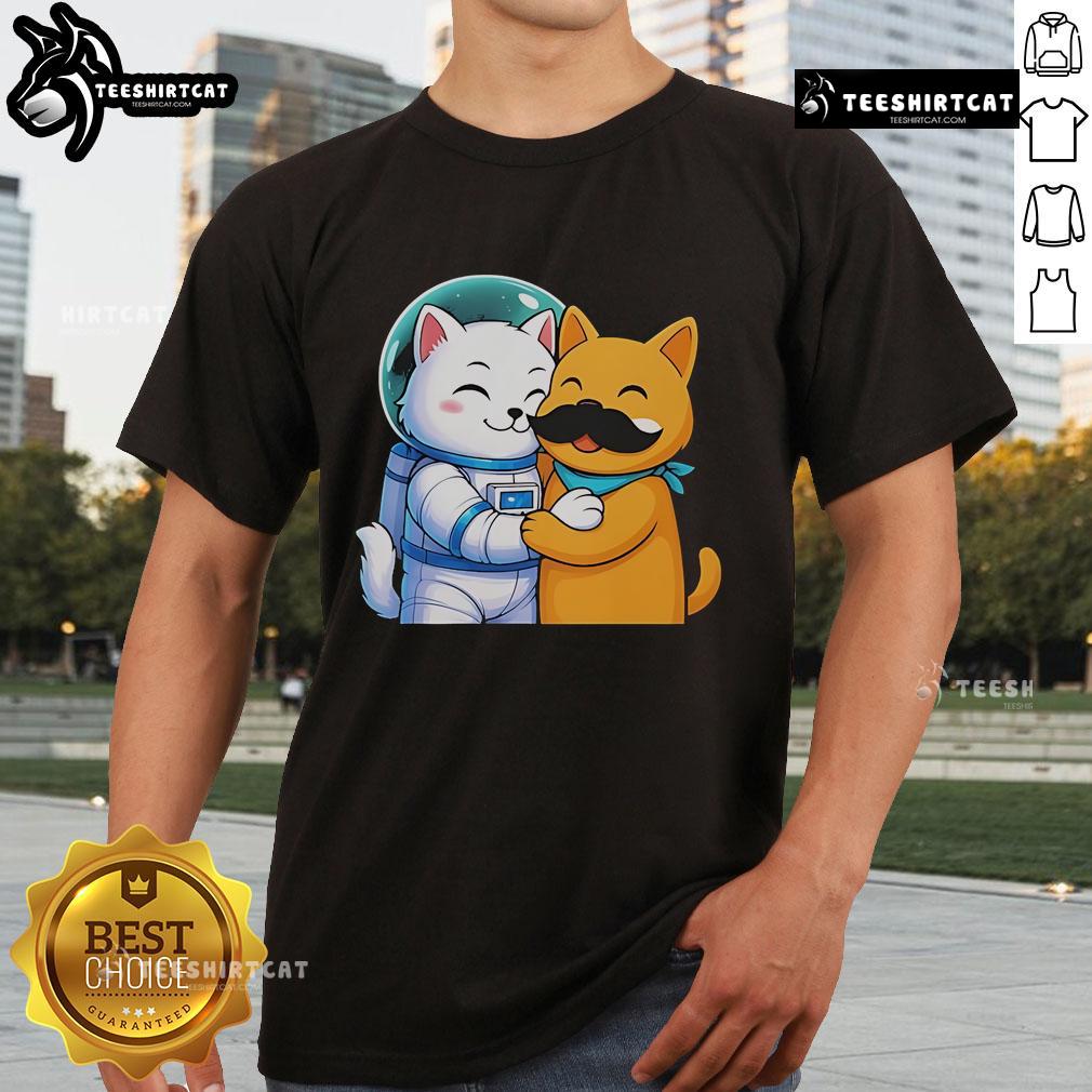 Official Astrocat and Meow Stash T-Shirt featuring a vibrant cat graphic, perfect for cat lovers and trendy fashion.