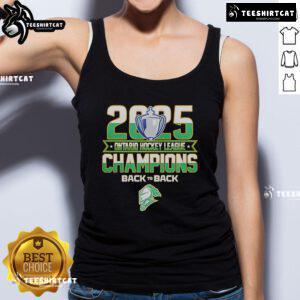 Official Back To Back London Knights 2025 Ontario Hockey League Champions tank top showcasing team pride and victory.