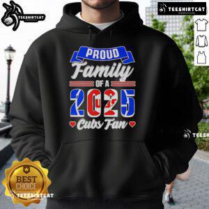 Official Chicago Cubs fan hoodie worn by a proud family at a game, showcasing team spirit for the 2025 season.