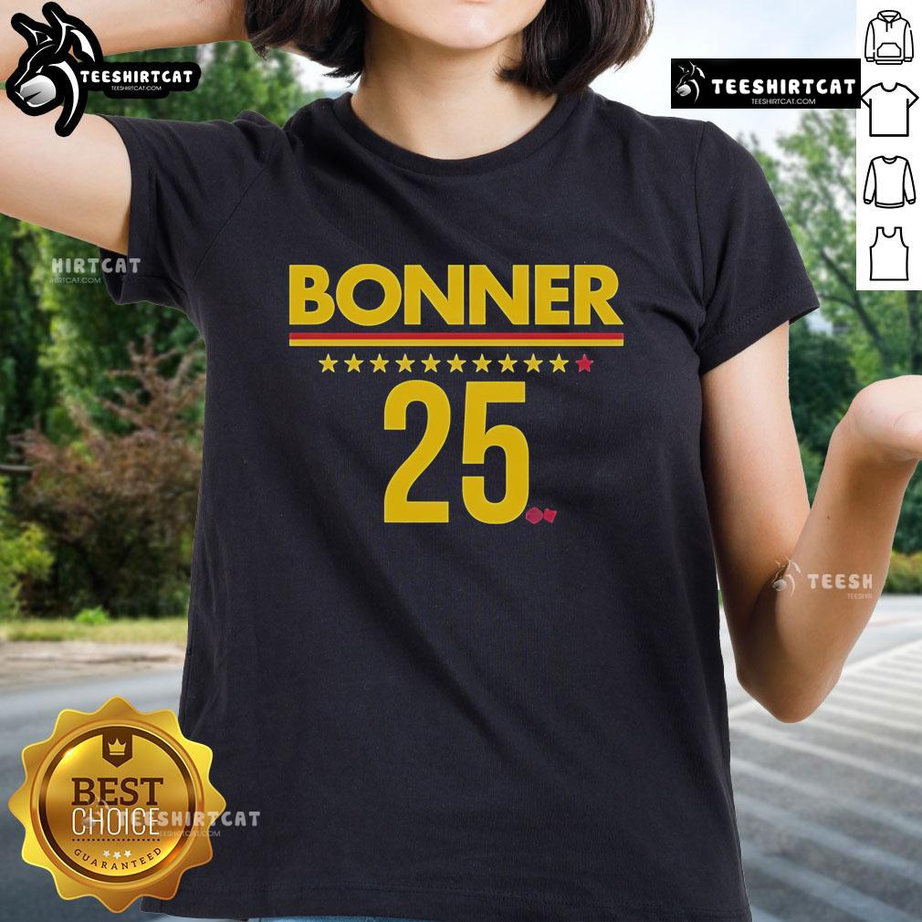 Official Dewanna Bonner Indiana 24 Ladies Tee featuring vibrant team colors and player name for fans and collectors.