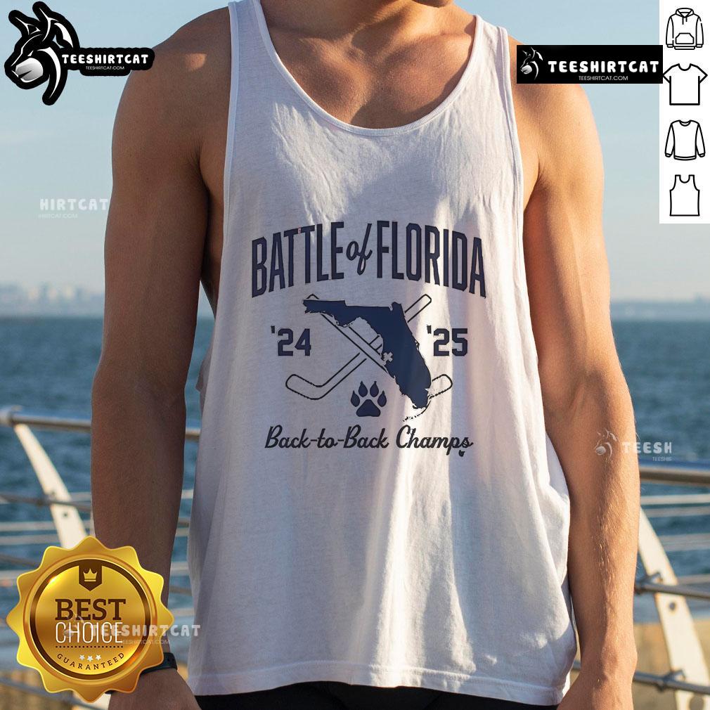 Official Florida Hockey Battle of Florida Back to Back Champs tank top showcasing team pride and championship spirit.