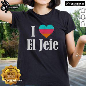 Official Gregg Popovich 'I Love El Jefe' San Antonio Spurs ladies tee featuring stylish design for fans.