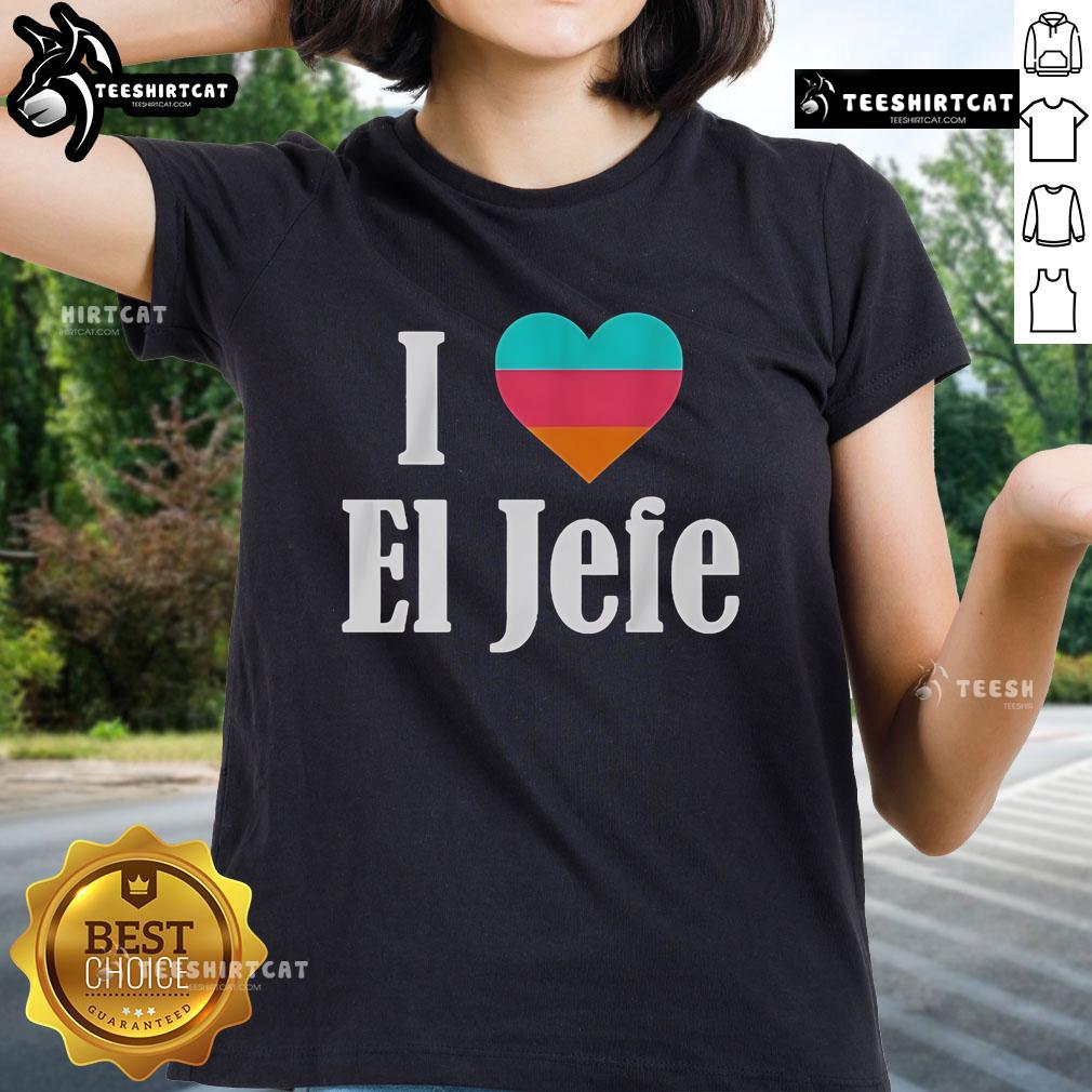 Official Gregg Popovich 'I Love El Jefe' San Antonio Spurs ladies tee featuring stylish design for fans.