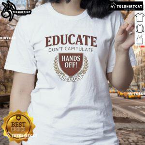 Official Hands Off Harvard Resistance Ladies Tee featuring bold graphics in a stylish design for women's activism wear.