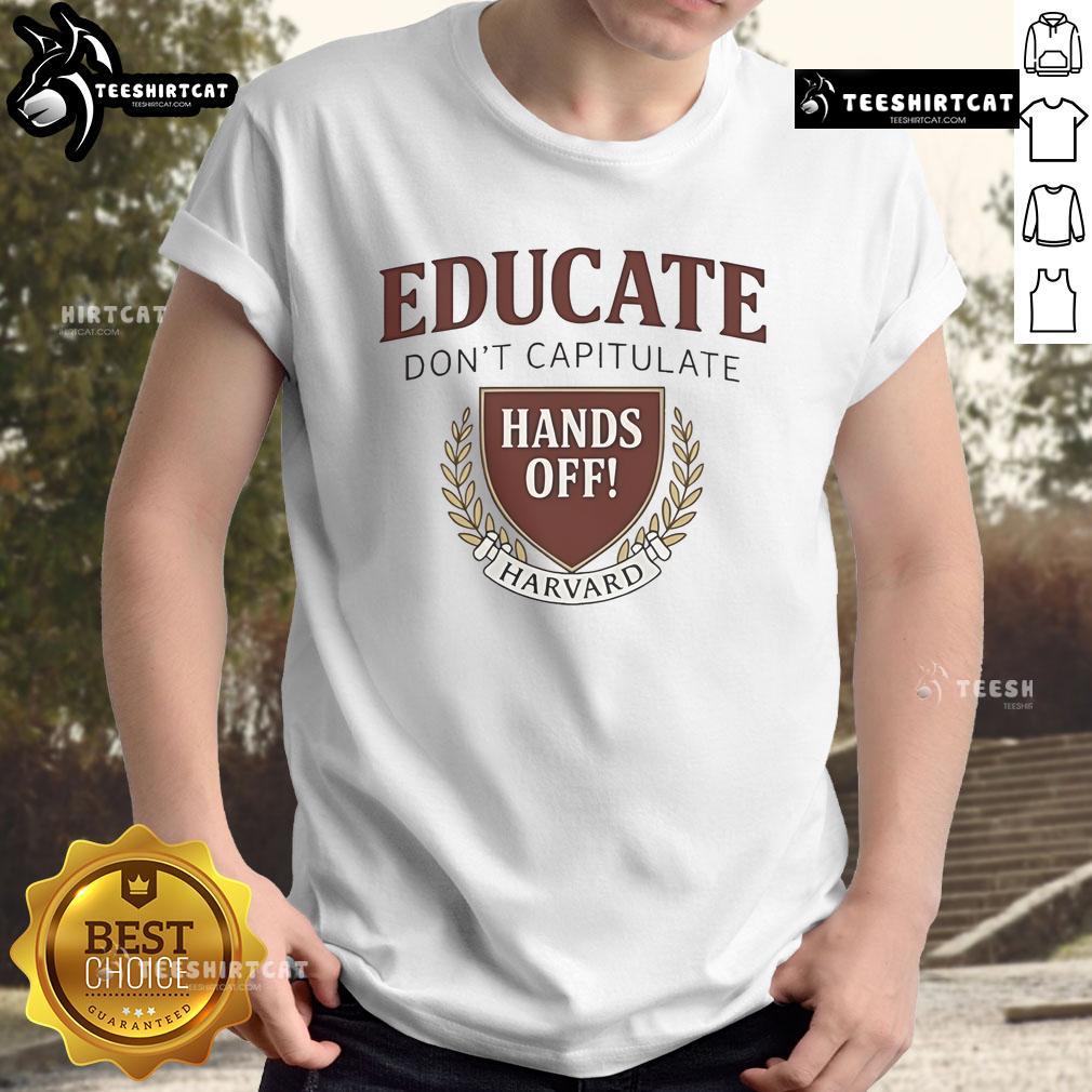 Official Hands Off Harvard Resistance T-Shirt featuring bold text and a vibrant design, promoting Harvard student activism.