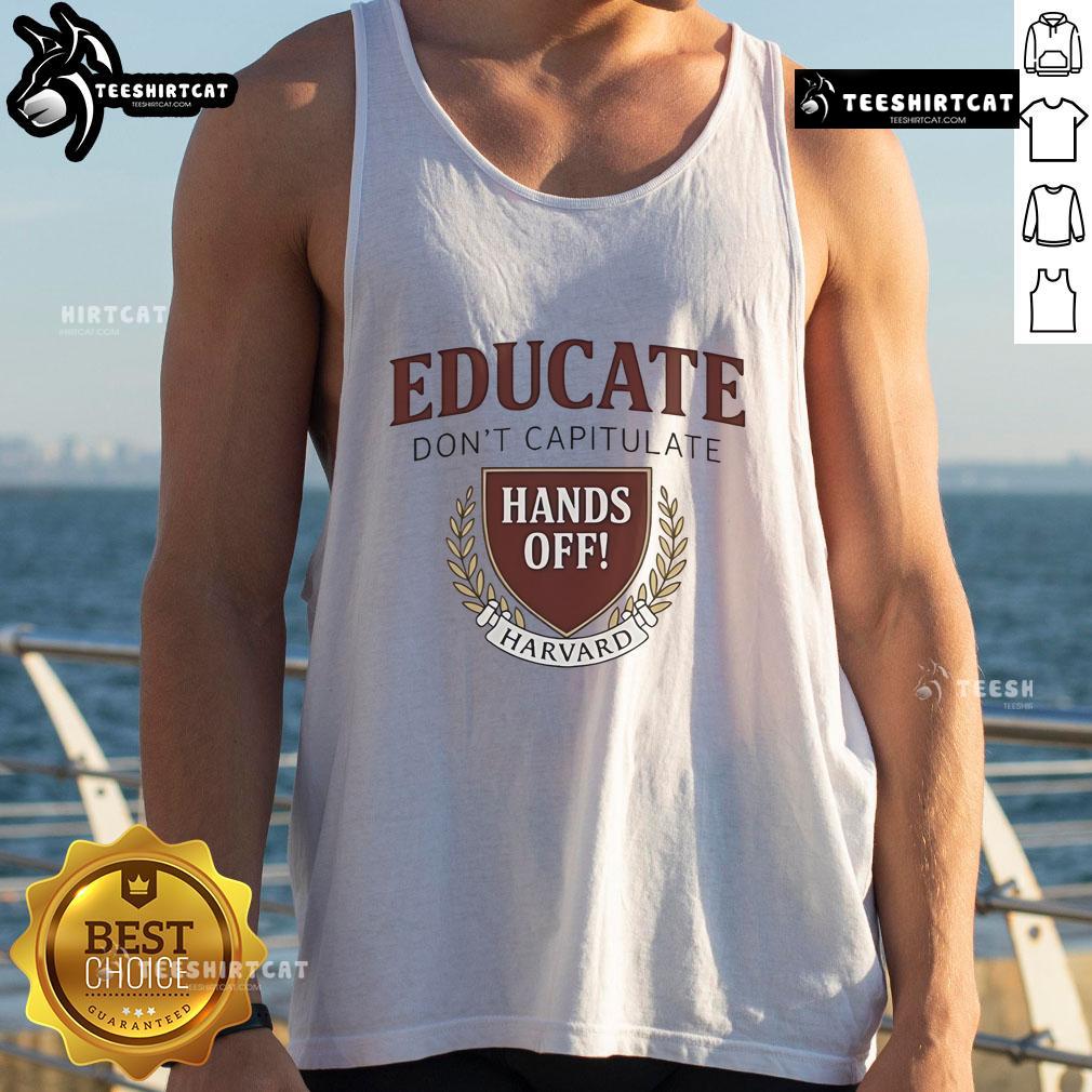 Official Hands Off Harvard Resistance Tank Top in black, featuring bold white text for a stylish, activist look.