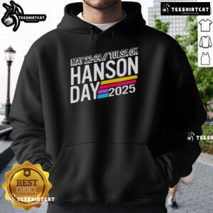 Official Hanson Day 2025 hoodie featuring vibrant design, perfect for fans attending the event in Tulsa, OK.