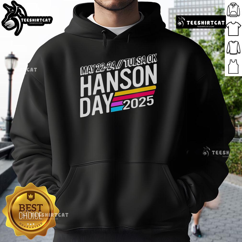 Official Hanson Day 2025 hoodie featuring vibrant design, perfect for fans attending the event in Tulsa, OK.