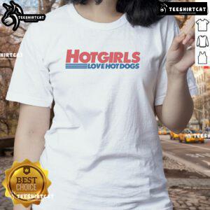 Official Hot Girls Love Hot Dogs Ladies Tee in vibrant colors, perfect for fun summer outings and casual wear.