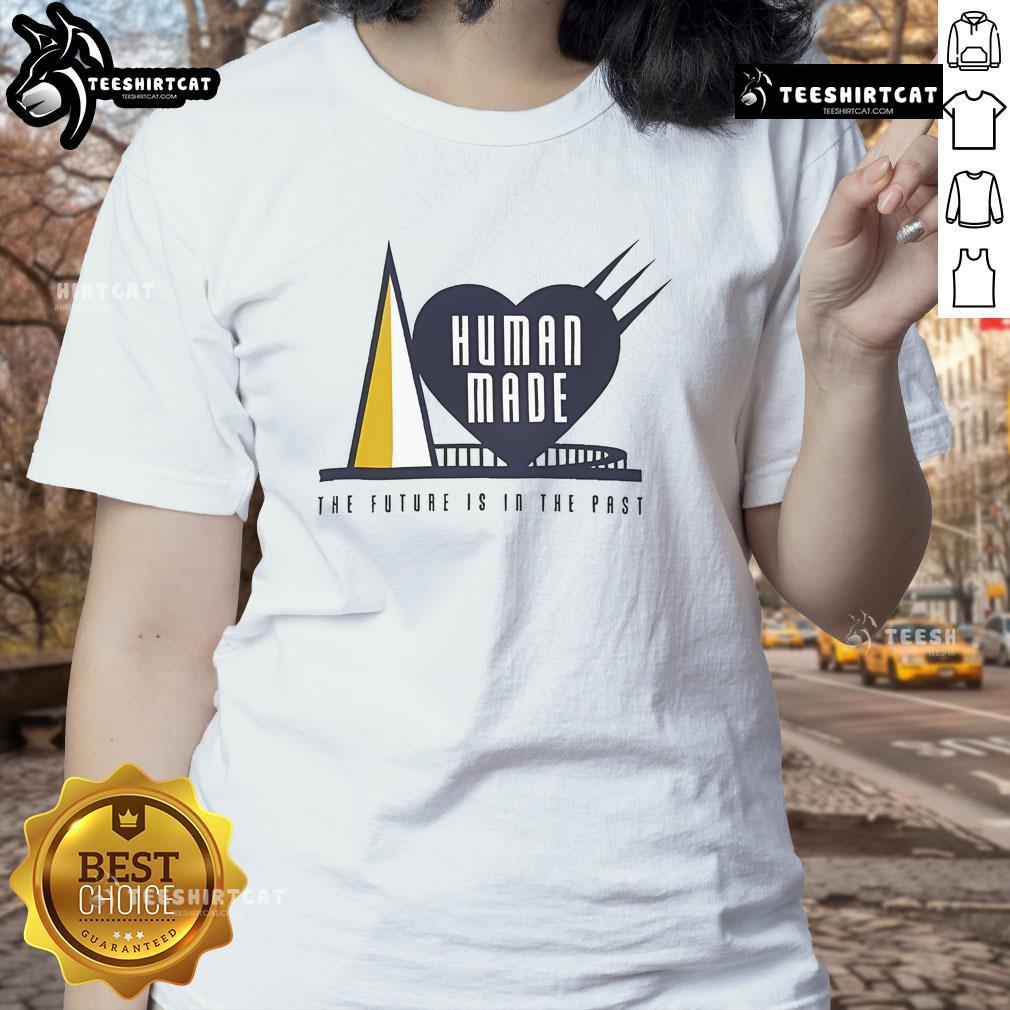 Official Human Made 'The Future Is In The Past' Ladies Tee featuring stylish graphic design on a trendy women's shirt.