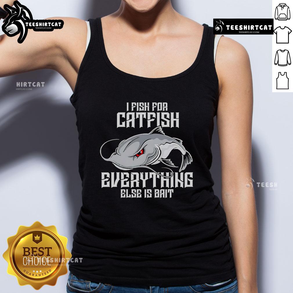 Official I Pish for Catfish tank top featuring humorous fishing graphic, perfect for anglers and catfish enthusiasts.