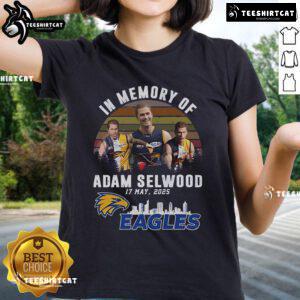 Official In Memory Of Adam Selwood 2025 X West Coast Eagles Limited Edition Ladies Tee in vibrant team colors.