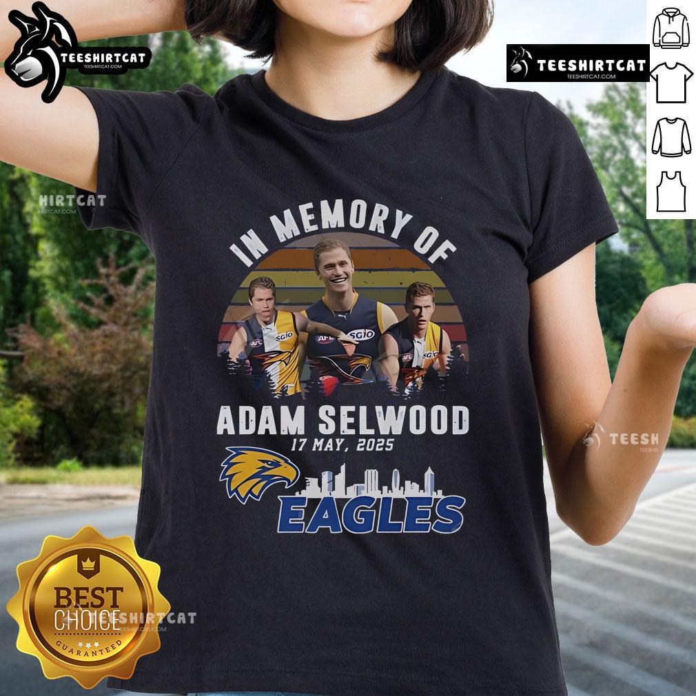 Official In Memory Of Adam Selwood 2025 X West Coast Eagles Limited Edition Ladies Tee in vibrant team colors.