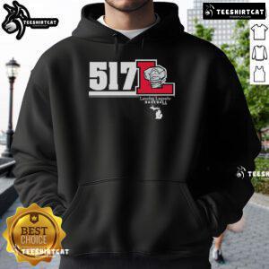Official Lansing Lugnuts 517 Hoodie featuring team logo and vibrant colors, perfect for fans and casual wear.