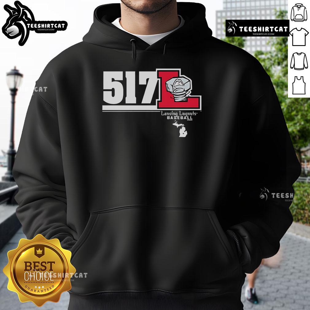 Official Lansing Lugnuts 517 Hoodie featuring team logo and vibrant colors, perfect for fans and casual wear.
