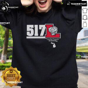 Official Lansing Lugnuts 517 Sweatshirt featuring team colors and logo, perfect for fans and game day wear.